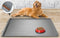 Large Dog Mat for Food and Water - 39.4" x 27" Waterproof Pet Feeding Mats with Residue Collection Pocket (Light Grey)