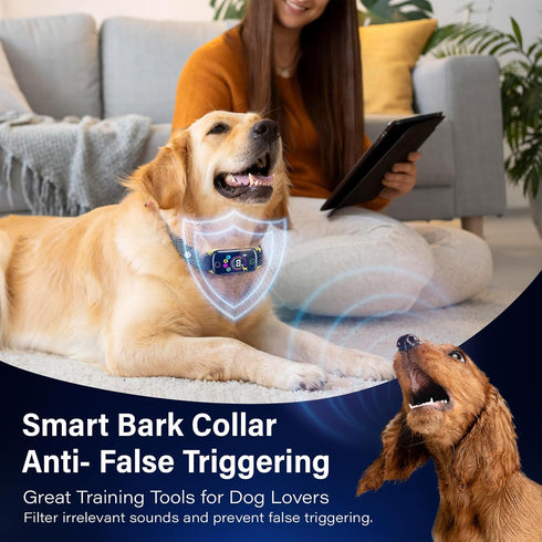 2024 New Dog Bark Collar, Coolait Rechargeable Anti Bark Collar for Large Medium Dogs, 2 Pack with Adjustable