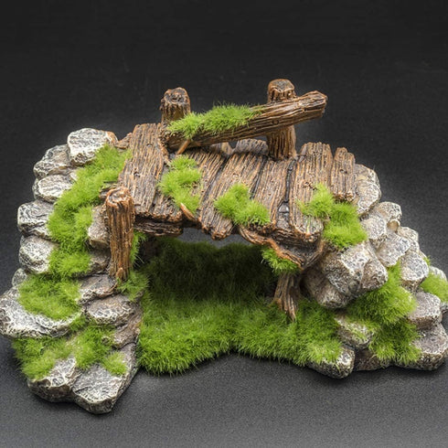 Fish Tank Decoration Moss Rockery Stone, Wood Ruins Landscaping for Turtle Tank