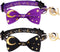 2 PCS Breakaway Cat Collar with Bow Tie and Bell, Golden Moon Glowing Star in The Dark for Kitten (Black & Purple)
