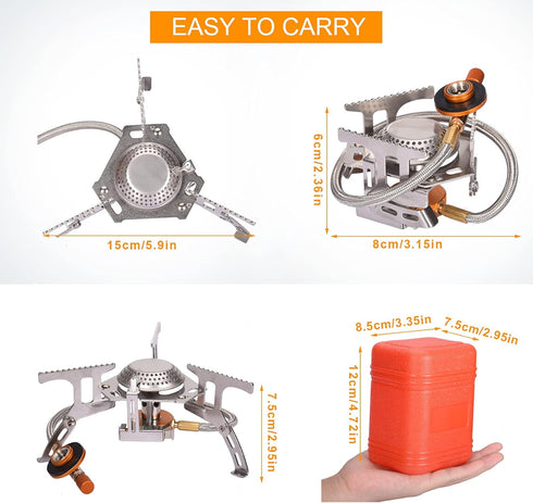 Portable Camping Gas Stove - Foldable Camp Stove with 1LB Propane Tank Adapter for Outdoor Cooking