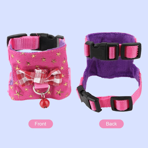 Wontee Small Pet Harness Vest and Leash Set for Gerbil, Guinea Pig, Squirrel, Kitten - M, Pink Star