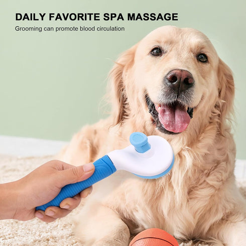 Self Cleaning Slicker Brush for Cats and Dogs, Easy to Remove Loose Undercoat, Grooming Tool
