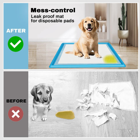 24" 24" Pee Pad Holder, Puppy Pad Holder, x Heavy Silicone Pee Tray Mat for Dogs with Clips, Reusable, High Edge