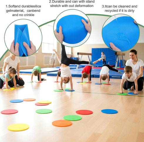 Afcabakila 18 9 Inch PCS Non-Slip Rubber Spot Markers, Agility Training Dots, Multi-Color Poly Vinyl Floor Cones