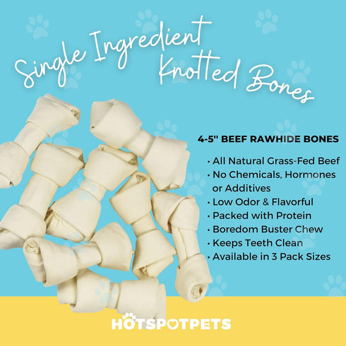 hotspot pets 4-5 Inch Rawhide Dog Chew Bones, Made from Grass Fed Brazilian Cows, 30 Pack for Medium Chewers