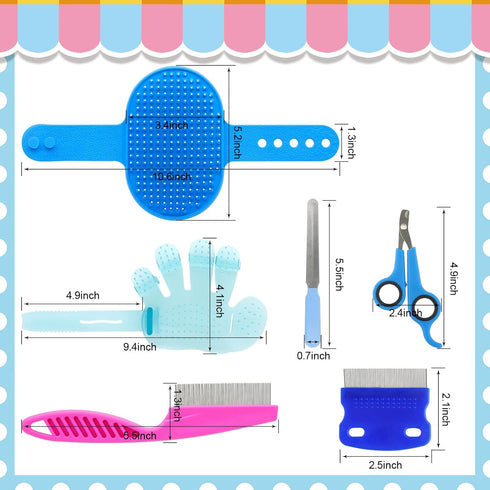 Rabbit Grooming Kit, Brush for Shedding with Bunny Nail Clipper, Trimmers with Pet Combs for Hamster Guinea Pig Ferret