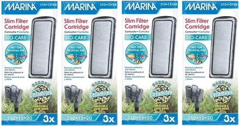 Marina Slim Filter Carbon Plus Ceramic Cartridge, 12-Count