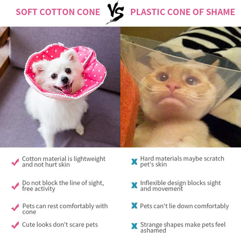 Adjustable Soft Recovery Cat Cone, Dog Protective Collar for Cats and Small Dogs, Pink