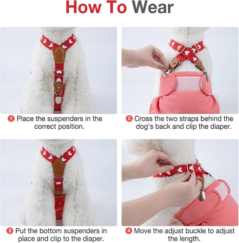 2 Pet Soft Dog Suspenders Pieces Female Dog Diaper Suspenders for Dogs Diaper Keeper Suspender for Dogs Skirt, Dress