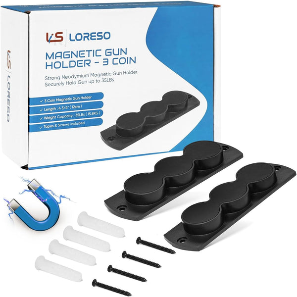 LORESO Magnetic Gun Mount Holder Holster for Handgun and Tactical Pistol, Rubber