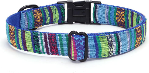 Multi-Colored Stripe Dog Collar, Soft Adjustable with Metal Buckle for Small, Medium, Large Dogs, Perfect Pet Gift