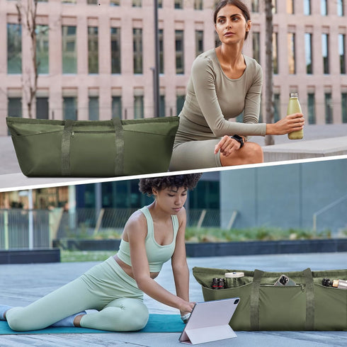 Large Yoga Mat Bag with Shoes Compartment and Wet Pocket Ladies Pilates Gym Tote Bag with Yoga Mat Holder Strap