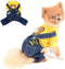 SELMAI Dog Outfits for Small Dogs - Spring Shirts Denim Bib Pants, 2 Pockets Jumpsuits for Cats & Puppies, Autumn