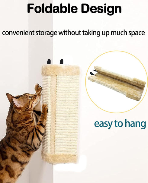 2 Pack Corner Cat Scratcher, Natural Sisal Wall Mounted Boards, Kitty Scratch Pads for Indoor Cats, Furniture Protector