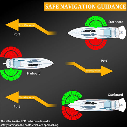 4'' 12V Sailboat (1 1Green, PSEQT Boat Navigation Lights Red Green LED Marine Bow Stern Port Starboard Signal Sailing