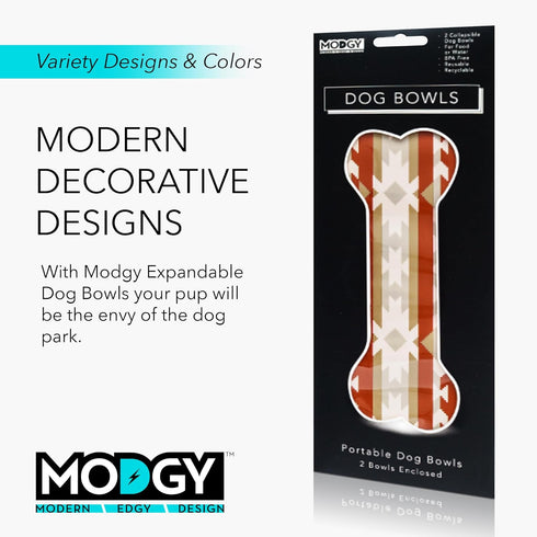 MODGY Collapsible Dog Food Bowl Dish, Reusable, Portable Container, Pack of 2