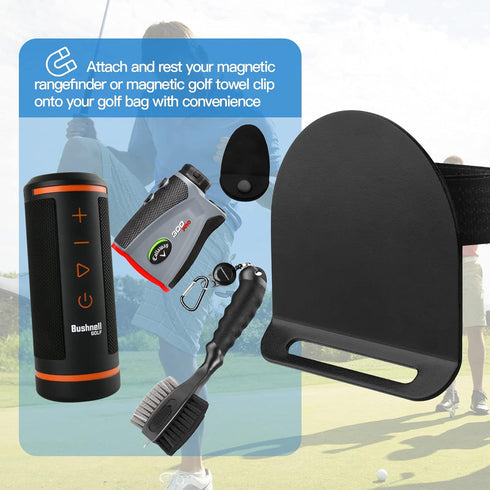 Xxerciz Metal Landing Pad for Golf Bag: Magnetic Accessories, Rangefinder, Golf Towels Strap Clip with Two Hook and