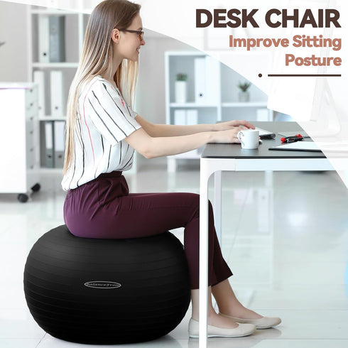 Anti-Burst Fitness Exercise Ball with Quick Pump - Yoga & Pilates