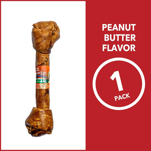 Pet Factory American Beefhide 12" Knotted Bone Dog Chew Treat, Peanut Butter Flavor, 1 Count/1 Pack