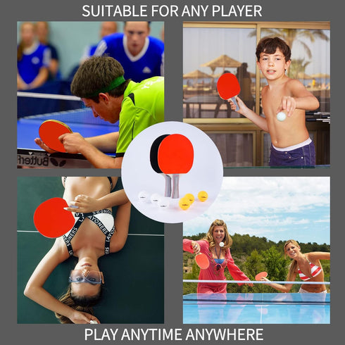 Ping Pong Paddle Set, Professional Table Tennis Racket Set with 6 Balls, 4 Player Starter Kit