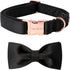 Unique Style Paws Dog Collar, Black Silk Collar with Bow, Soft Bowtie Adjustable Pet Collar Gift for Large Female or