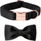 Unique Style Paws Black Silk Dog Collar with Bow, Soft Adjustable Pet Collar Gift for Medium Dogs