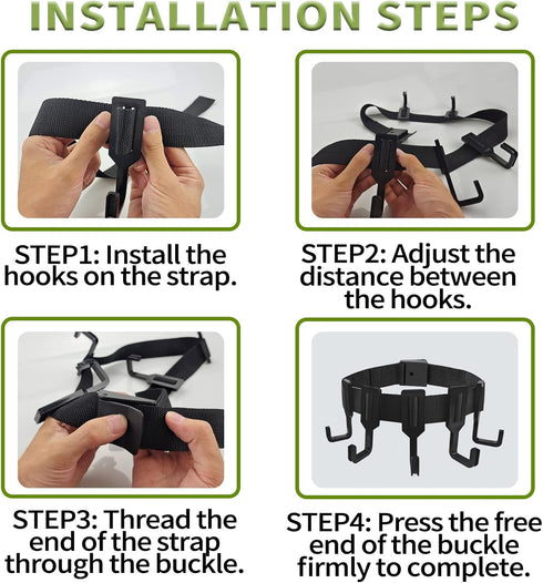 Treestand Strap Gear Hangers with Large Hooks, Lightweight Multi-Hook Accessory Holder for Hunting, Camping