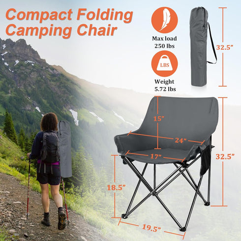 600D (1, Joyfair Outdoor Camping Chair for Adult, Large Portable Folding Moon Chairs with Carry Bag for Patio Beach