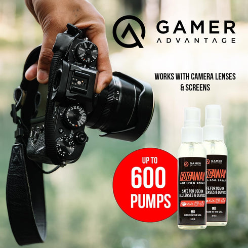 (2 Oz) Gamer Advantage FogAway - Anti Fog Spray for Swim Goggles, Glasses, and Home Electronics - Safe for All Lens