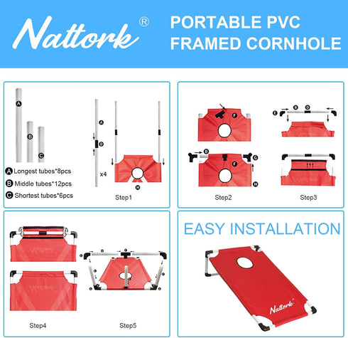 Set 2 8 (3 2-feet) Portable Cornhole with Collapsible Cornhole Boards, Cornhole Bean Bags and Carrying Case for Yard