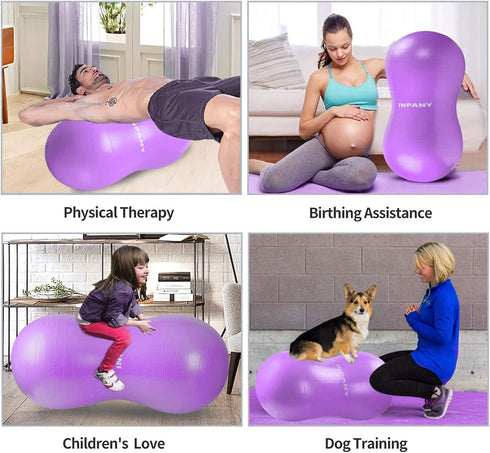 INPANY Peanut Ball - Anti Burst Exercise Ball for Labor Birthing, Physical Therapy, Core Strength, Home & Gym Fitness