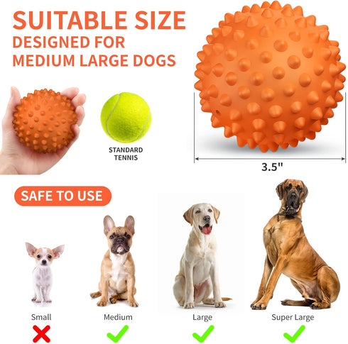 Apasiri Squeaky Dog Balls for Aggressive Chewers, 2 Pack Dog Toys for Large Breed