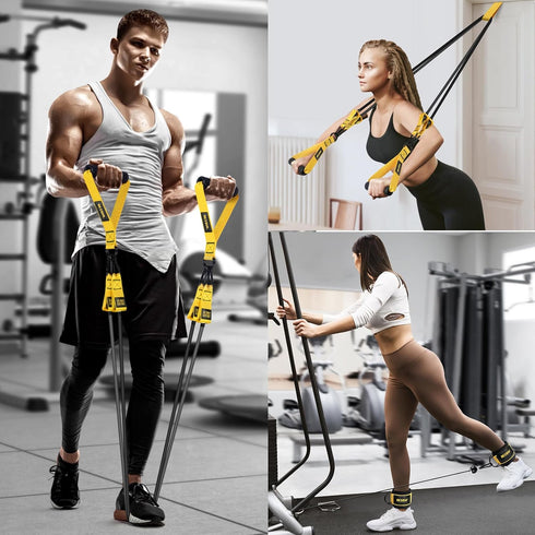Heavy Exercise Bands Resistance Bands Set, 300lbs Fitness Workout Bands with Handles, Home Gym Equipment