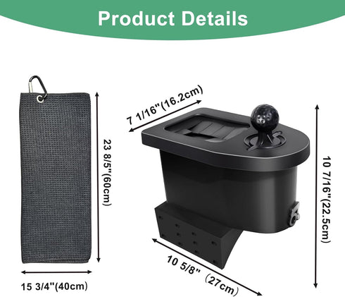 Golf Cart Ball Washer and Club Cleaner Kit, with Golf Towel for EZGO, Club Car, Yamaha, Universal & Detachable
