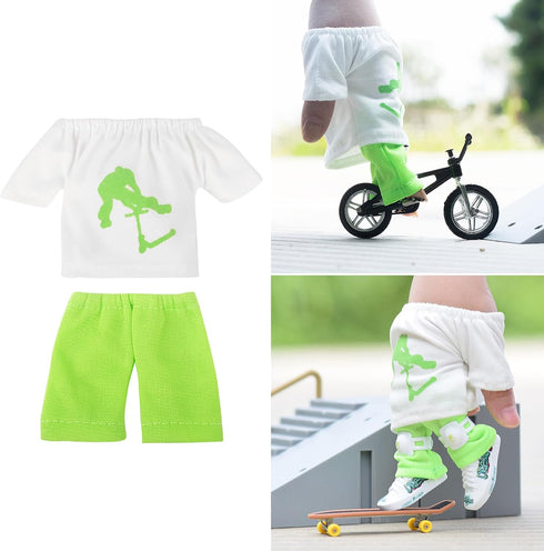 HERAON Set Interactive Finger Scooter Clothes Stunt Fingertip Pants T-Shirt Toy Skates Scooter Fingerboard Accessories