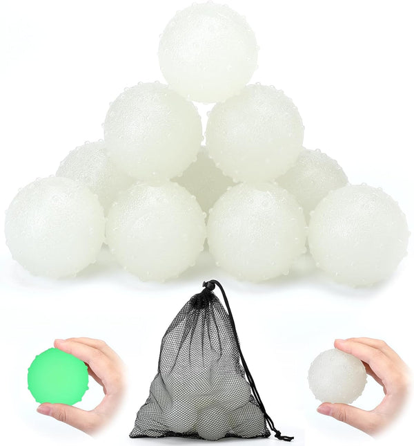 Liliful 10 Pcs Glow in The Dark Dog Toys - 2.4 Inch Rubber Fetch Balls with Net Bag for Small Dogs.