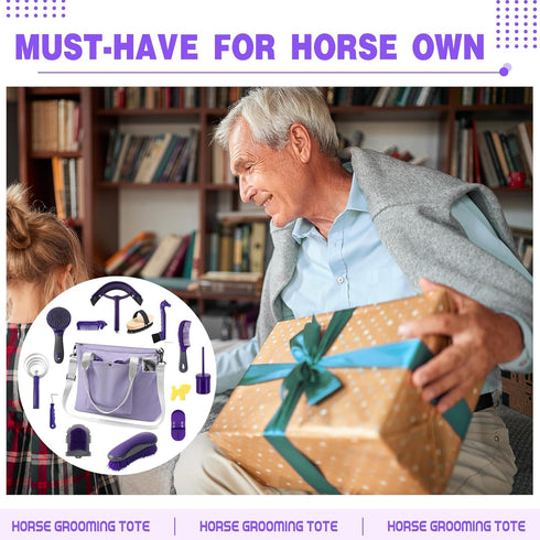15 Sets Abbylike Pieces Horse Grooming Kit with Organizer Tote Bag Tack Room Supplies Horse Brush Care Equine Cleaning