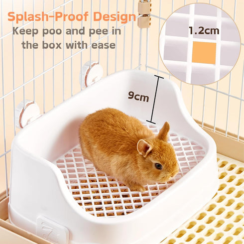 Chinchillas Rabbit Litter Box, Small Animals Litter Tray for Cage Detachable Bedding Litter Pan Potty Toilet Trainer