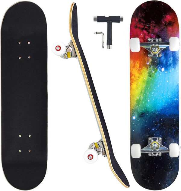 Skateboards for Beginners, 31 Inch Pro Complete Skate Boards for Kids, Teens, Adults, 7 Layer Maple