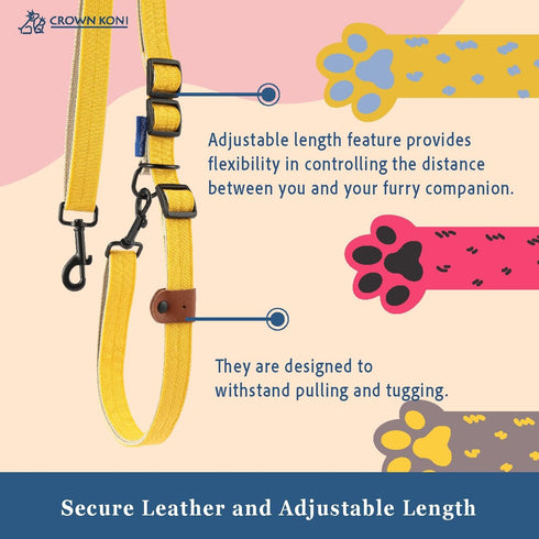 Dog Leash, 15mm Grey, 360° Tangle-Free, Heavy Duty Strong Nylon, Retractable and Hands-Free Design for Small and Medium