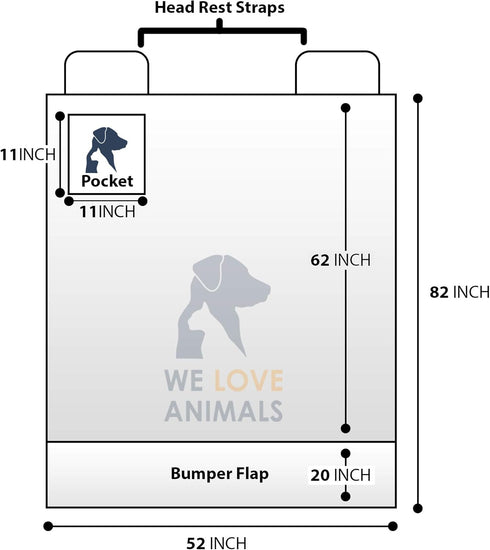 WE LOVE ANIMALS SUV cargo liner for dogs, Dog Car Seat Cover For Back Seat, Nonslip trunk mat, Waterproof Car Seat