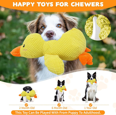 2026 17.7"x14.9"(L) Dog Calming Duck Toy, New Interactive Plush Duck Toy with Quack Sound and Crazy Crinkle for Dogs