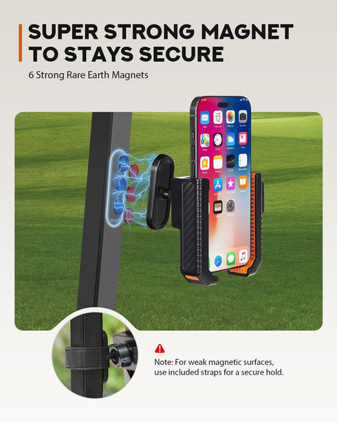 PHCOHIDO Holder,360 (1PCS, Magnetic Golf Cart Phone Rotation Golf Cart Magnetic Phone Mount for Cellphone Golf Cart