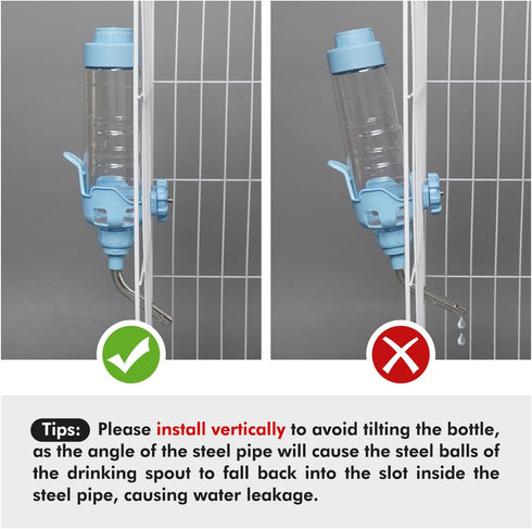 Vannon Dog Water Dispenser for Cage, 15oz Auto Feeding Bottle for Dogs, Cats & Rabbits, BPA Free, Blue