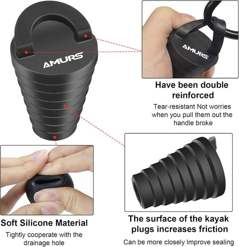 Small Kayak Scupper Plugs Kit with 12Pcs Universal Drain Hole Stoppers and Silicone Handle for Canoe Boat
