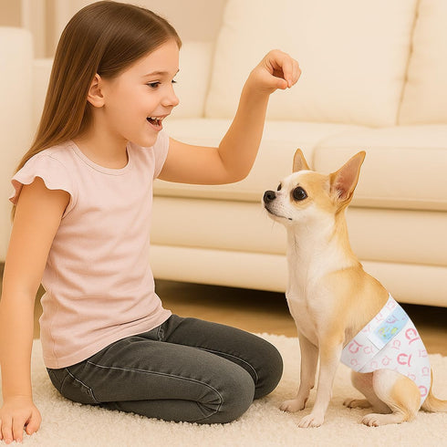 GEHUIZER 90 Count 10-16.5 Disposable Dog Diapers Female, Super Absorbent Pink Puppy Doggie Diapers for Small Female