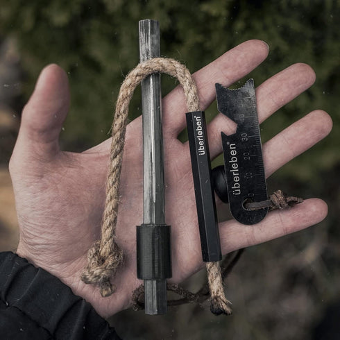 ueberleben Hexå Ferro Rod Fire Starter - 1/2" Thick Hexagon Fire Steel, Waterproof Flint for Camping