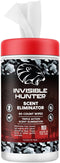 Zone Protects INVISIBLE HUNTER Scent Eliminator Wipes, 80-Count Triple Action Odor Control for Gear & Skin