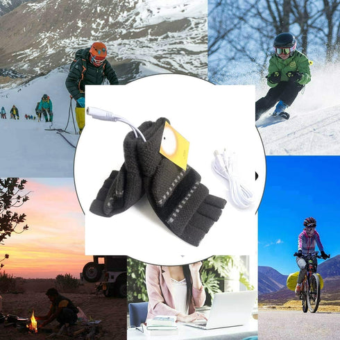 Women's & Men's USB Heated Gloves, Winter Hands Warm Laptop Gloves, Full & Half Fingerless Design